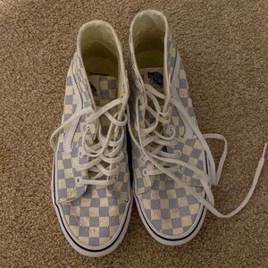 Blue and white checkered vans